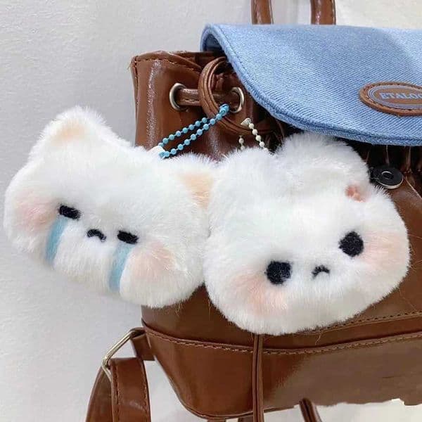 Adorable Cartoon Bunny Plush Keychain Backpack Hanging Decoration Unique Car Key Accessories Sweet Gift for Girls L260518K2W8