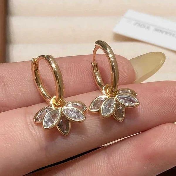 Real 925 Sterling Silver Zircon Lotus Flower Pendant Hoop Earrings for Women Cute Plant Fine Jewelry Minimalist Accessories L260518