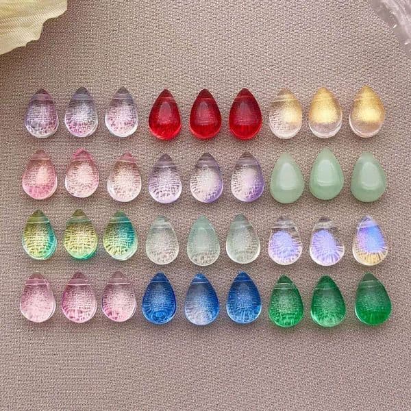 36/100pcs Smooth semitransparent Glass Water Drop Teardrop Charms Beads for Jewelry Making DIY Bracelet Necklace Accessories