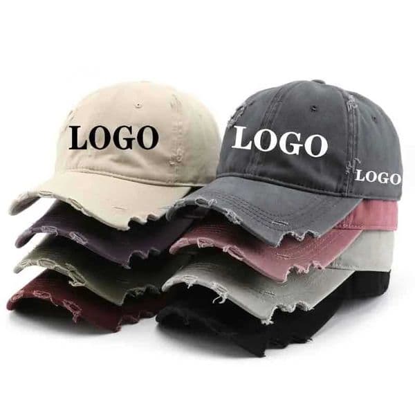 Vintage Washed Cotton Broken Hole Baseball Cap Custom Embroidery Outdoor Sunscreen Cotton Hip Hop Soft Top Duck Tongue Cap L260518