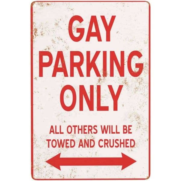 Gay Only Look Metal Signs Reserved Parking Aluminum Sign, Chic Vintage Tin Signs, Retro Rusty Traces, Stylish Fu 26Y0518