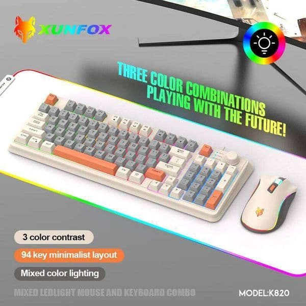 K820 USB Wired Game Mouse Set Illuminated Desktop/Laptop Home Office Female Male Keyboard 26Y0517