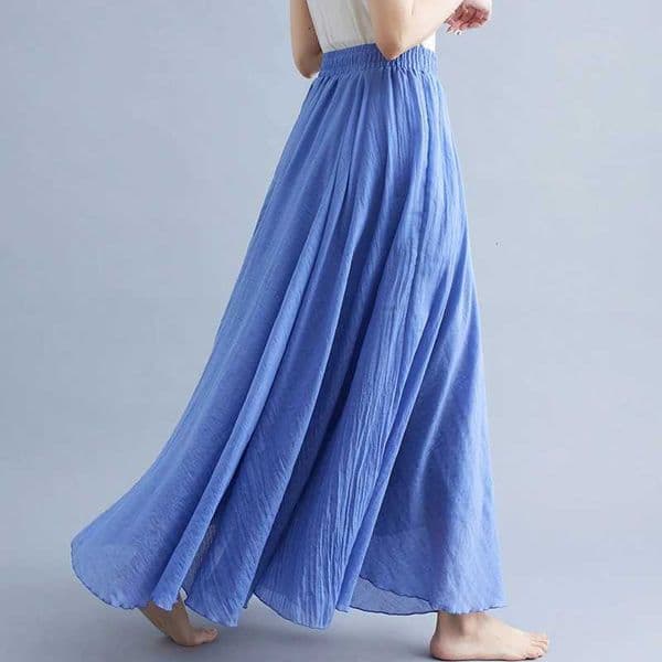 28-Color Mori Literary Cotton Linen Dress Elastic Waist A-line Expansion Skirt Solid Color Ethnic Style Women Long Skirts L260518