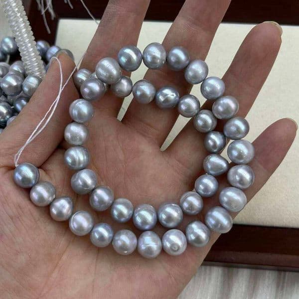 9-10mm Irradiated Gray Natural Freshwater Pearl Semi-finished Beads for Jewelry Making Supplies DIY Necklace Bracelet Accessory