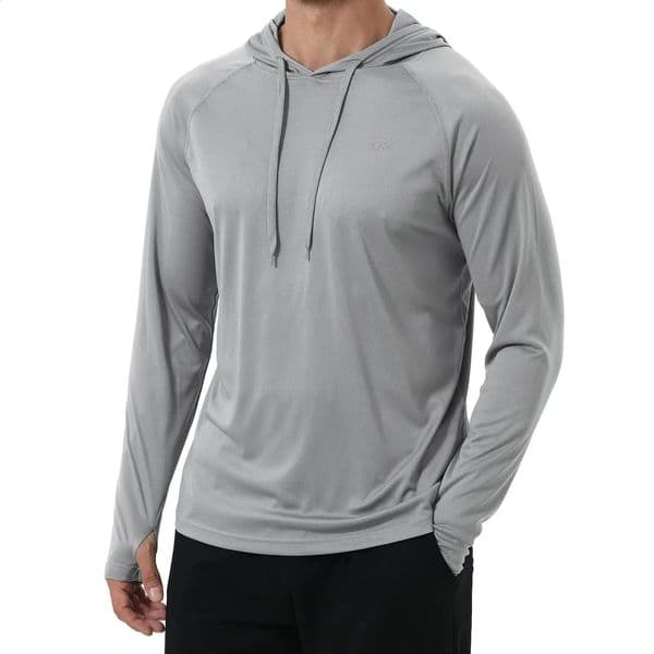 Mens Long Sleeve Hooded Sweatshirt UPF 50 Sun Protection Athletic Gym Fishing Cycling Quick Dry Tops 260518
