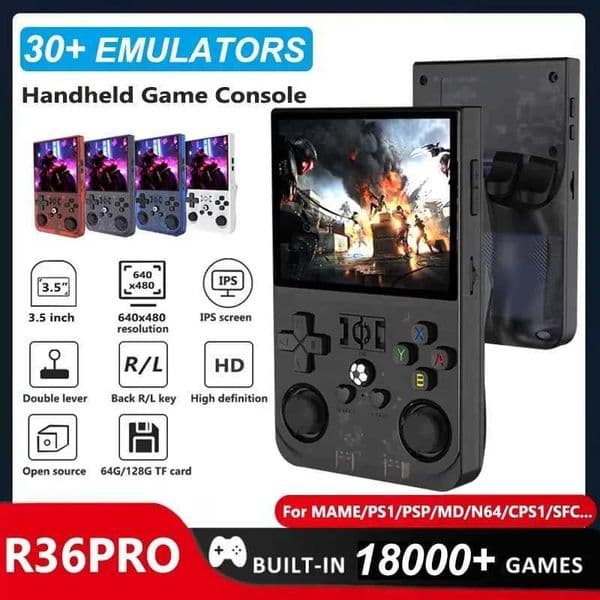 R36PRO Retro Handheld Game Console Linux System 35 Inch I Screen Portable Pocket Video Player Dual Joystick 64GB 128GB Games Z260518