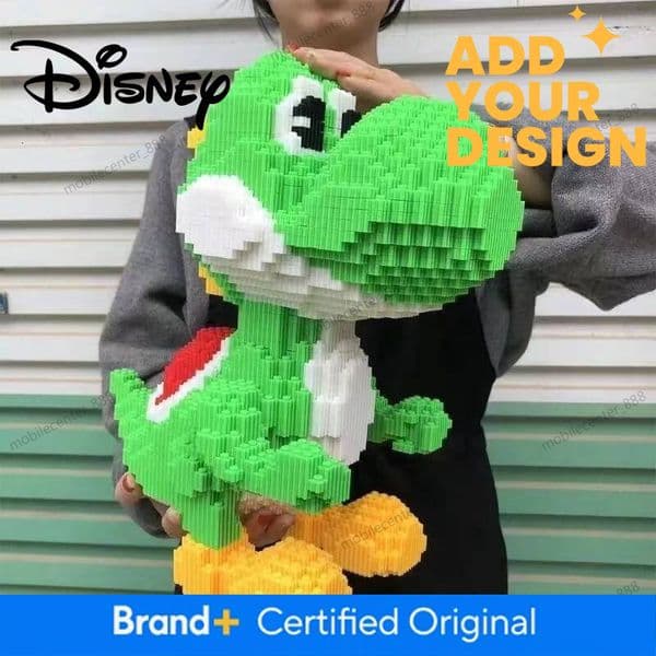 Designer Disney Disney Giant Green Animal Dinosaur Game Character Building Blocks Small Particle Bricks Children's Assembled Building Blocks Toy Luxury