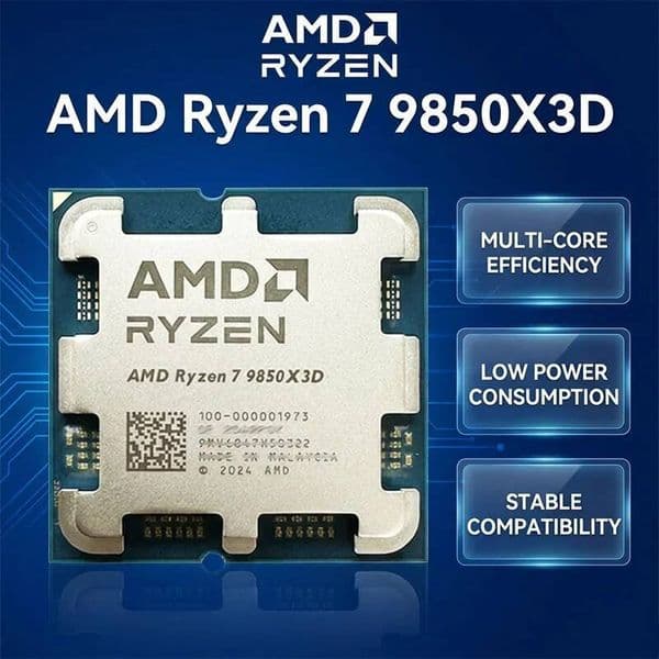 R7 9850X3D AMD Ryzen 7 9850X3D New CPU Processor 8C/16T 120W up to 56 GHz 3D V-Cache L396M Socket AM5 but without cooler