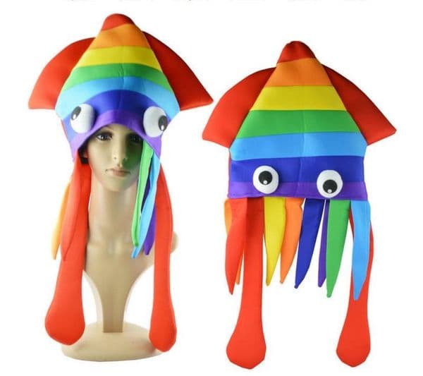 Rainbow Octopus Hat Party Colorful Squid Cap Halloween Cosplay Sea Animal Costume Funny Crazy Headwear Accessories Tax Duty Free HJ