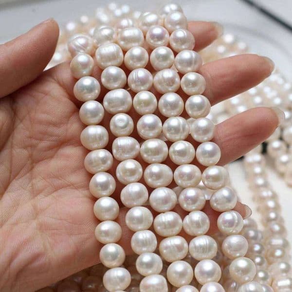 AA Grade 9-10mm Natural Freshwater Pearl Potato Shaped Loose Beads for Jewelry Making Supplies DIY Necklace Bracelet Accessories