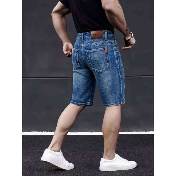 Wthinlee New Business Jeans Casual Straight Stretch Fashion Classic Blue Black Men's Summer Denim Shorts Knee-Length 26L0518