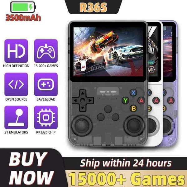 Open Source R36S Retro Handheld Game Console 35 Inch I Screen RK3326 Chip 15000Games 64/128GB Portable Pocket Video Player Z260518