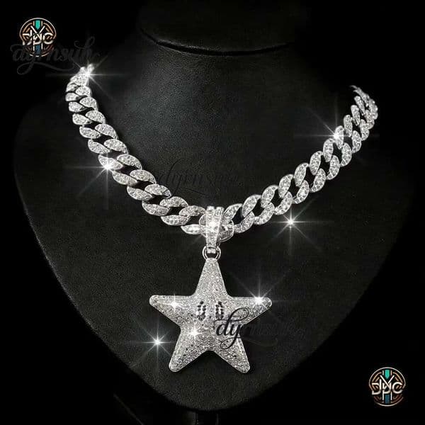 New cross-border star pendant hip-hop trendy accessory, men's European and American necklace, fashionable vintage necklace wholesale
