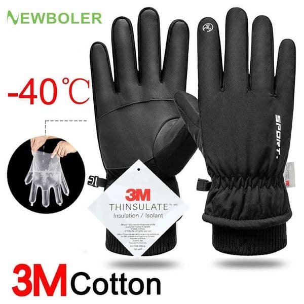 Men Winter Waterproof Cycling Gloves Outdoor Sports Running Motorcycle Ski Touch Screen Fleece Gloves Non-slip Warm Full Fingers H260518