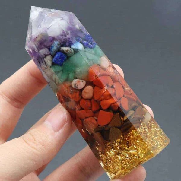 30x90mm Crystal Agate Colorful Gravel Resin Hexagonal Pillar Chakra Small Ornaments Home Decorative Crafts Jewelry Accessories