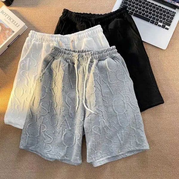 Brand Premium Waffle Casual Shorts Men Sport Loose Wide leg Running Shorts Letter Beach Baggy Board Cargo Shorts Male T260515