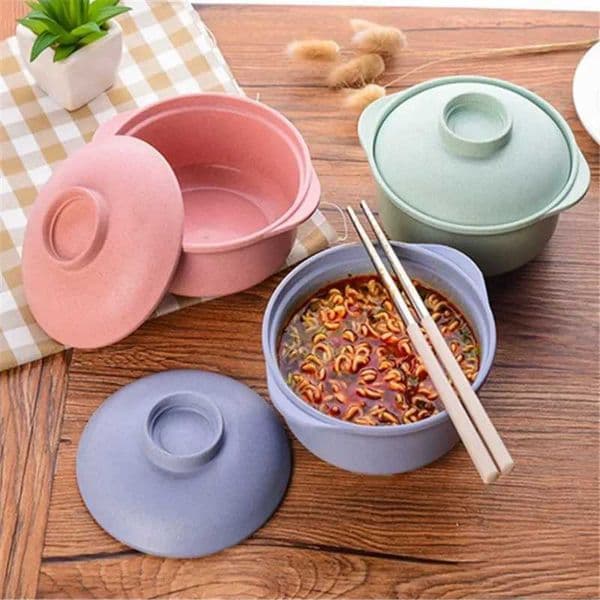 Instant Noodle Bowls with Lids Soup Hot Rice Bowls Japanese Style Students Food Container Healthy Tableware Bowl Tableware Z260518