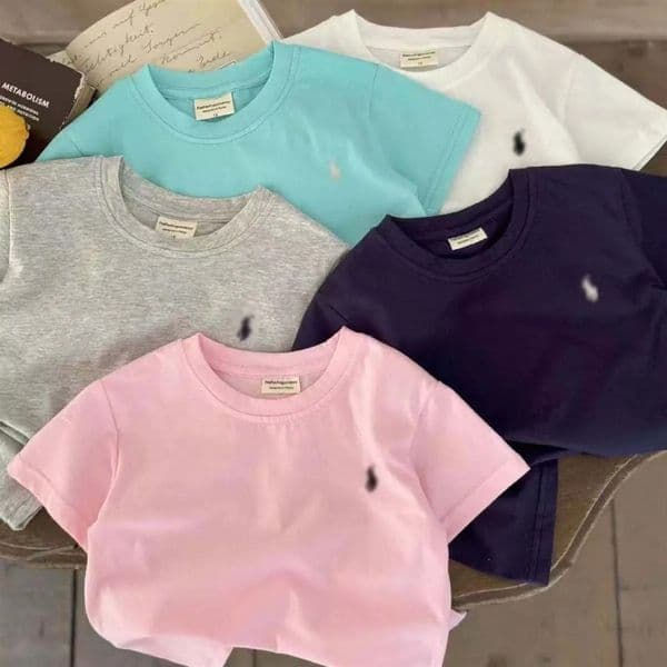 0-6 Years Baby Boys and Girls Solid Color Cotton Short Sleeve T-shirts Kids Tops Children's Clothing Size : 80-130