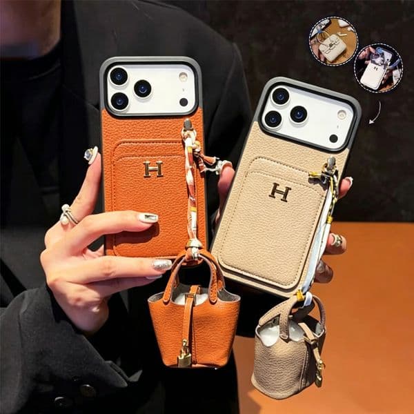 For 17 Pro Max Crossbody lychee grain Phone Designer iPhone ProMax 14 13 12 11 15 16 Plus Phonecase Card Holder Bag Leather Wallet Case Chain Lanyard