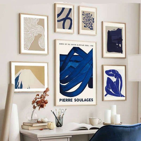 Abstract Blue Vintage Posters And Prints Matisse Line Girl Wall Art Canvas Painting Hotel Bar Pictures Living Room Home Decor 26L0519