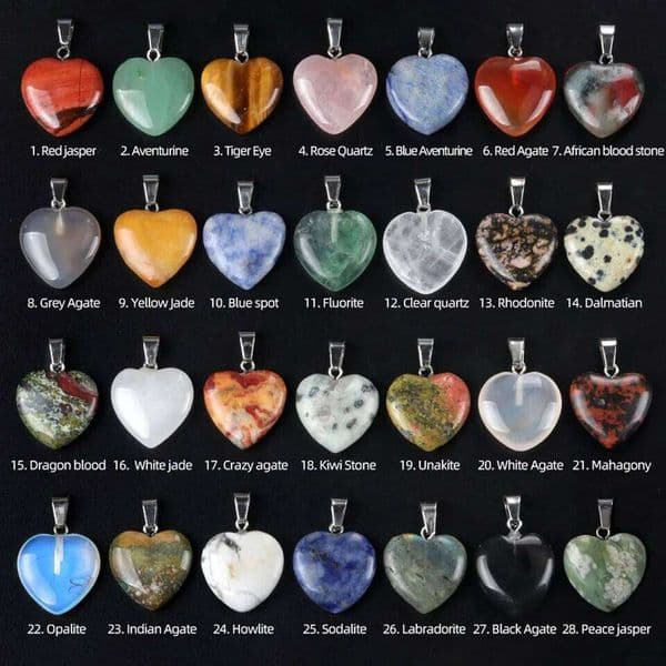 12pcs/Pack 16mm Exquisite Heart Shaped Gemstone Pendant Natural Crystal Agate Charms for Jewelry Making DIY Necklace Accessories