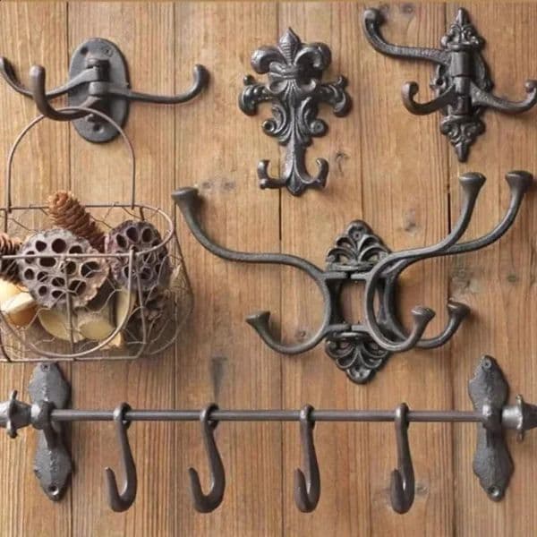 Retro Iron Art Cast Iron Hook Courtyard Garden Outdoor Wall Decoration Clothing Store Clothing Hat European Style Clothes-hook 260518