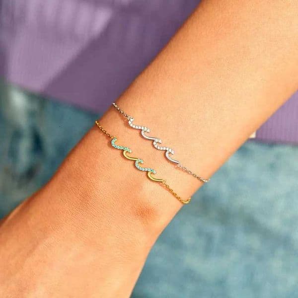 New 925 Sterling Silver Wave Shape Bracet Personality Charm Geetric Shape Wan Bracet Birthday Gift Exquisite JewelryT260519