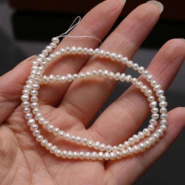 3-4mm Potato-shaped Natural Freshwater Pearl Semi-finished Punch Beads for Jewelry Making DIY Necklace Bracelet Accessories 36cm