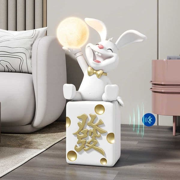 Yifang Home Creative Happy Rabbit Bluetooth Speaker Night Light Multifunctional Floor Ornament Living Room Decoration L260519X94X