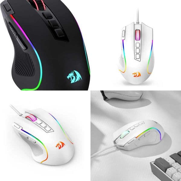 Redragon M612 Predator RGB Gaming Mouse 8000 DPI Wired Optical with 11 Programmable Buttons White Z2605197NWR