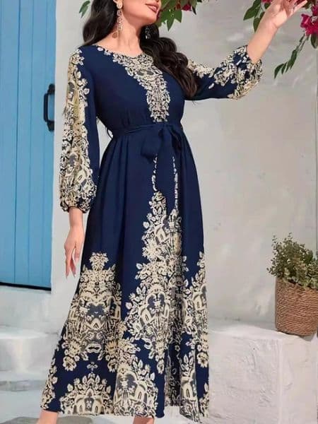 Ethnic Clothing Eid Women Print Dress Muslim Abaya Party Jalabiya Ramadan Long Dresses Vestidos Largos Kaftan Arab Robe Morocco