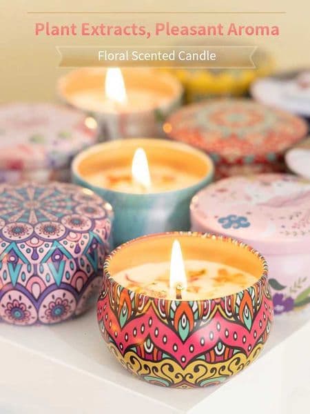 1pc Handmade DIY Jarred Scented Candle Home Bedroom Air Freshener Ornament Ethnic Series Plant FragranceJ260519