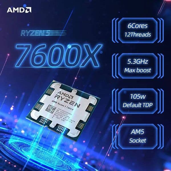 Amd Ryzen 5 7600X 47Ghz 6-Core 12-Thread Cpu Processor L332M Am5 New
