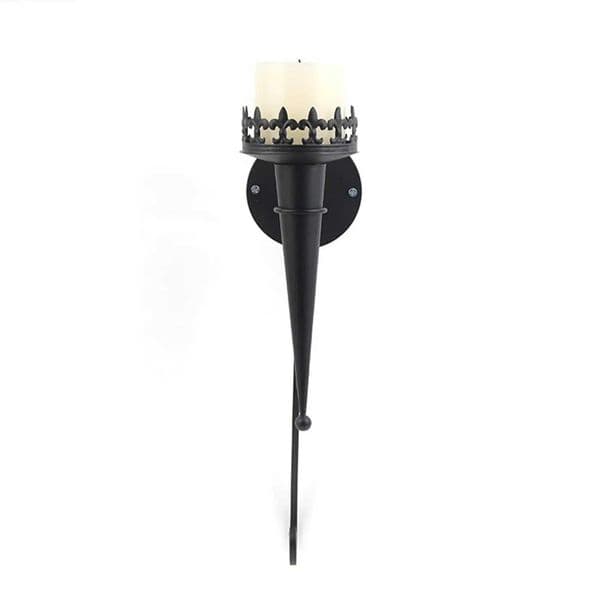 2x Medieval Wall Candle Sconce Torch Style Metal Wall Art Hanging Iron Candlestick for Porch Livingroom Dining Room Pathway Yard L260519