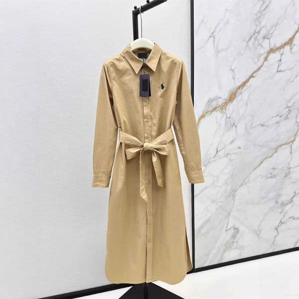 luxury Casual Dresses Designer 26 early spring high-end women's clothing H-line loose-fitting long shirt dress with little horse embroidery