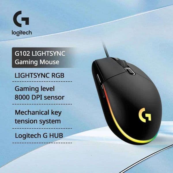 Logitech G102 Original Ergonomic Mouse Optical 8000DPI 16.8M Color LED Customizing 6 Buttons Wired Pc Gaming Accessories W260519