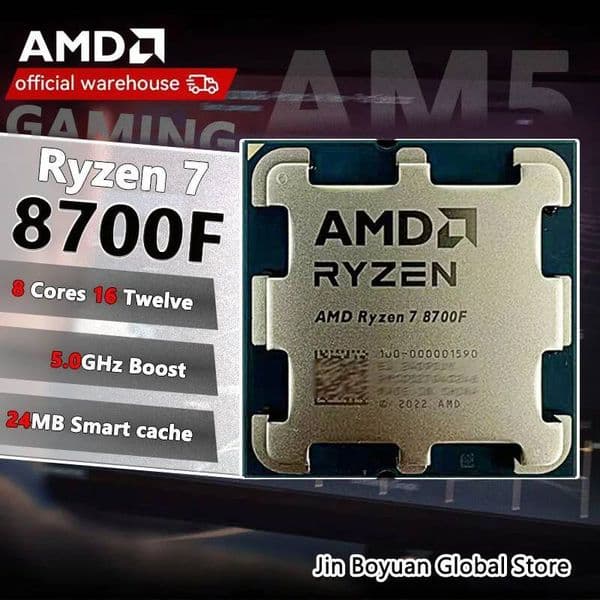 AMD Ryzen 7 8700F New R7 8700F 8 Cores 16 Threads 5GHz Desktop computer processor with AM5 Socket CPU but no fan
