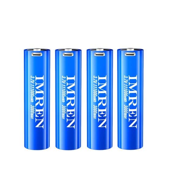 IMREN 18650 Rechargeable Button Top Battery - 3000mAh (11100 mWh), 3.7V Li-ion Batteries with Charging Cable Compatible with Various Devices