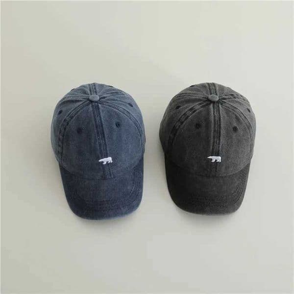 New Baby Embroidery Bear Denim Baseball Hats Outdoor Boy Girl Sunscreen Hat Retro Kids Peaked Cap Cotton Children Casual Caps L26051977MU