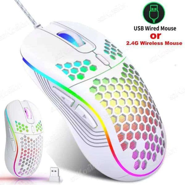 Honeycomb Wired Gaming Mouse RGB Backlight 7200 Adjustable DPI Ergonomic USB Computer Mice for Windows PC & Laptop Gamers 26Y0519