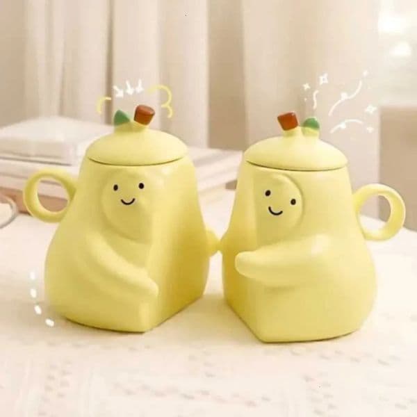 Designer Cup Couples Mugs Ceramic Shape Anti-Scald Mug Never To coffee mug Be Separated Hugging Pear Milk Water Cups Xmas Valentines Day Gift Tea 1 020