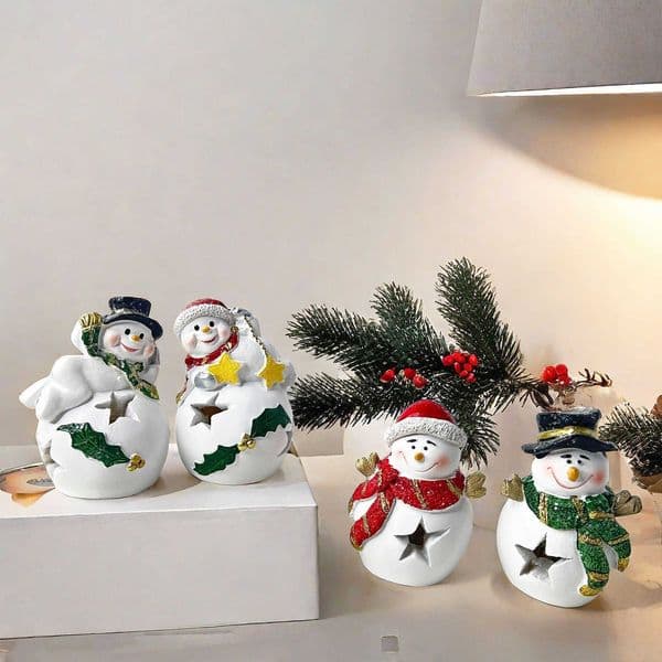Set of two glowing snowman ornaments night light atmosphere gift desktop decoration L260519KGVO