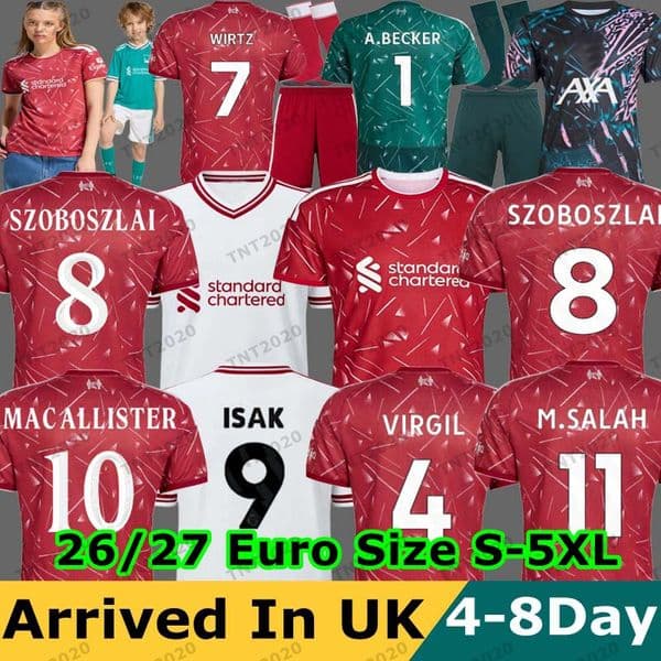 25 26 27 Liverpool ISAK DIOGO JOTA WIRTZ FRIMPONG KERKEZ MAC ALLISTER EKITIKE Szoboszlai GAKPO soccer jerseys jersey Salah football shirts Adult kids long sleeves