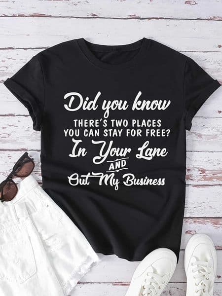 Womens Letter Print Crew Neck T-shirt - Casual Short Sleeve Top for Spring Summer M260519