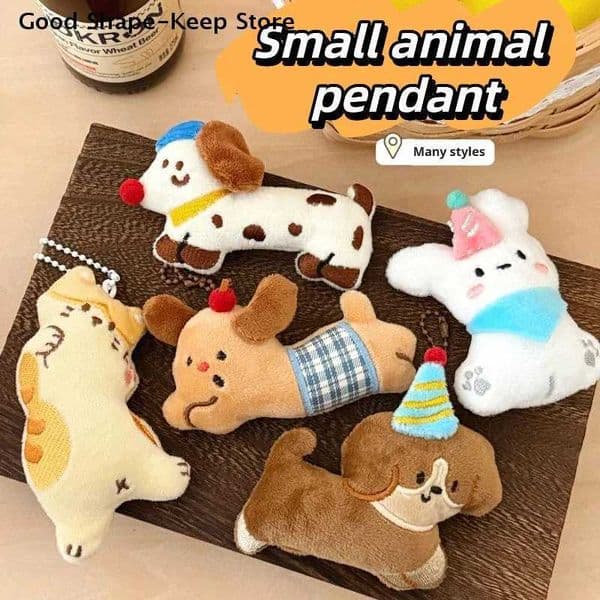 Cute Cartoon Plush Animal Keychains Kawaii Puppies Kittens Bear Doll Charms Backpack Hanging Pendants Accessory Gifts L260518W4CQ