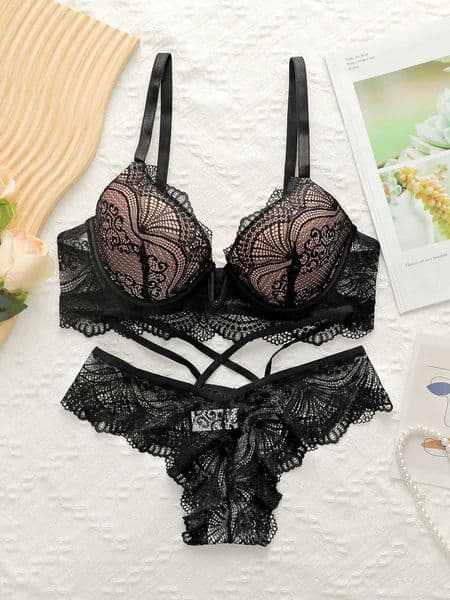2024 New Womens Latest Production And Sales Pull Gathering Lace Underwear And Underwear Set U093 Z260519