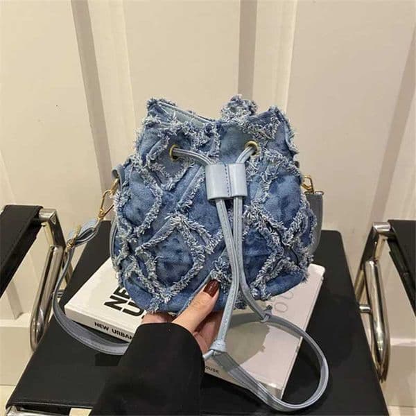 Mini Bucket Style Denim Bags for Women Stylish Drawstring Bag New Bucket Cell Phone Bag Versatile Womens Shoulder Cross Bags H260519