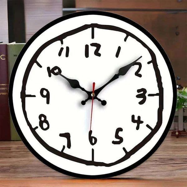 Creative Hand Drawing Wooden Silent Hanging Wall Clock, For Living Office, Study Room, Bedroom, Home Decoration W260519