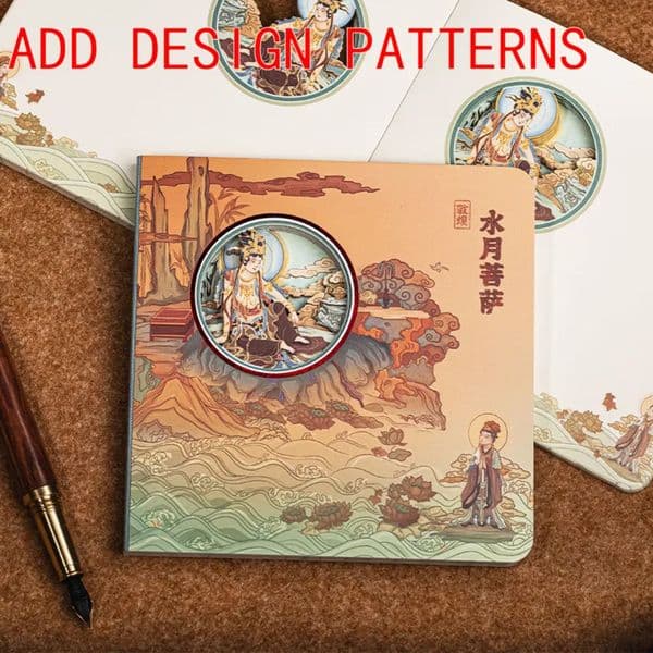 Bulk Office school Supplies Wholesale Custom Dunhuang China-Chic Style Texture Scrapbook Vintage Floral Plant Scrapbooking Supplies Materials Embossed Aesthet 3
