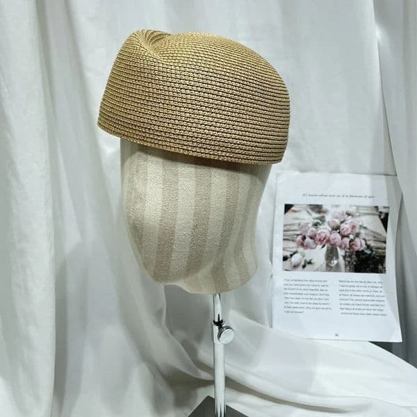 Women Vintage Straw Beret Hat Summer Fedora Sun Cap Hostess Pillbox Millinery Fascinator Base Wedding Cocktail Party y260518
